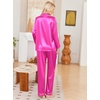 Ekouaer Womens Pajamas Silk Satin Long Sleeve Button Down Pjs Lounge Set(Rose Red)