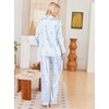 Ekouaer Womens Pajamas Silk Satin Long Sleeve Button Down Pjs Lounge Set(Stripe Blue Heart)