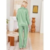 Ekouaer Womens Pajamas Silk Satin Long Sleeve Button Down Pjs Lounge Set(Stripe Green)