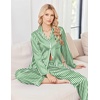 Ekouaer Womens Pajamas Silk Satin Long Sleeve Button Down Pjs Lounge Set(Stripe Green)