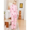 Ekouaer Womens Pajamas Silk Satin Long Sleeve Button Down Pjs Lounge Set(Stripe Pink Bow Knot)