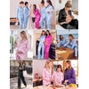 Ekouaer Womens Pajamas Silk Satin Long Sleeve Button Down Pjs Lounge Set(Stripe Pink Bow Knot)