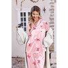 Ekouaer Womens Pajamas Silk Satin Long Sleeve Button Down Pjs Lounge Set(Stripe Pink Bow Knot)