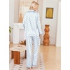 Ekouaer Womens Pajamas Silk Satin Long Sleeve Button Down Pjs Lounge Set(White Blue Bow Knot)