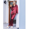 Ekouaer Womens Pajamas Silk Satin Long Sleeve Button Down Pjs Lounge Set(Wine)
