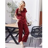 Ekouaer Womens Silk Pajamas Set 2 Piece Satin Pjs Cap Sleeve Loungewear(Christmas Red)