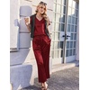 Ekouaer Womens Silk Pajamas Set 2 Piece Satin Pjs Cap Sleeve Loungewear(Christmas Red)