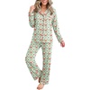 Ekouaer Womens Pajamas Set Button Up Pjs Sleepwear Lounge Sets(Plaid Santa Claus)