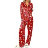 Ekouaer Womens Pajamas Silk Satin Long Sleeve Button Down Pjs Lounge Set(Christmas Red)