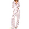 Ekouaer Womens Pajamas Silk Satin Long Sleeve Button Down Pjs Lounge Set(Christmas White)