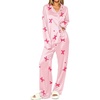Ekouaer Womens Pajamas Silk Satin Long Sleeve Button Down Pjs Lounge Set(Stripe Pink Bow Knot)