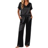 Ekouaer Womens Silk Pajamas Set 2 Piece Satin Pjs Cap Sleeve Loungewear(Red Polka Dots)