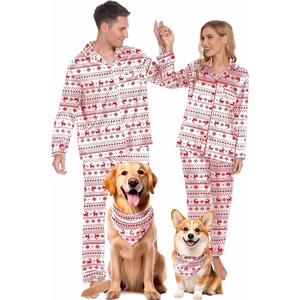 Ekouaer Couples Matching Pajamas Silk Long Sleeve Sleepwear Satin Pjs Set(Christmas White)