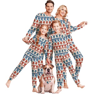 Ekouaer Family Christmas Pajamas Matching Sets Long Sleeve Holiday Pjs(Christmas Cartoon on Red)