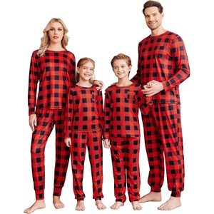 Ekouaer Family Christmas Pajamas Matching Sets Long Sleeve Holiday Pjs(Red and Black Plaid)