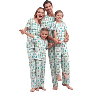 Ekouaer Family Christmas Pajamas Matching sets Soft Pjs Holiday Lounge Sets(Christmas Trees)