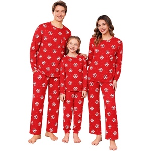 Ekouaer Matching Family Sets Christmas Pajamas Set Xmas PJS Sleepwear(Christmas Snowflake – Red)