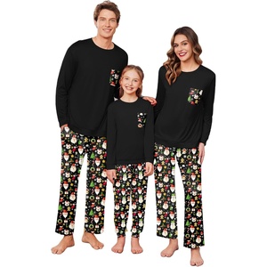 Ekouaer Matching Family Sets Christmas Pajamas Set Xmas PJS Sleepwear(Christmas-black)