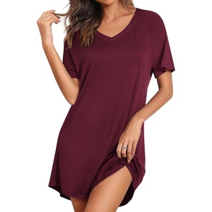 Ekouaer Nightgowns for Women Bamboo Viscose Night Gown Soft Sleep Shirt(Red)