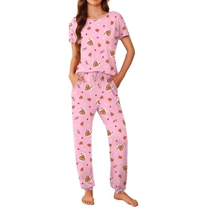 Ekouaer Pajamas for Womens Set Soft 2 Piece Loungewear with Jogger Pants(Pink Christmas)