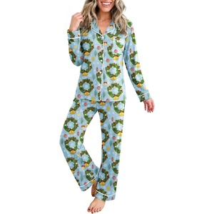 Ekouaer Womens Pajamas Set Button Up Pjs Sleepwear Lounge Sets(Christmas Bells)