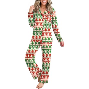 Ekouaer Womens Pajamas Set Button Up Pjs Sleepwear Lounge Sets(Christmas Snowman)