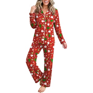 Ekouaer Womens Pajamas Set Button Up Pjs Sleepwear Lounge Sets(Red Christmas Tree)