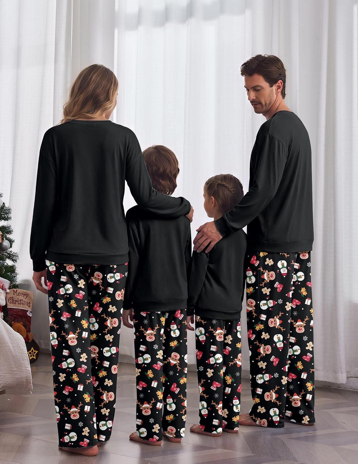 image:imageEkouaer Family Christmas Pajamas Matching Sets Couple Pjs Holiday SleepwearBlack Reindeer