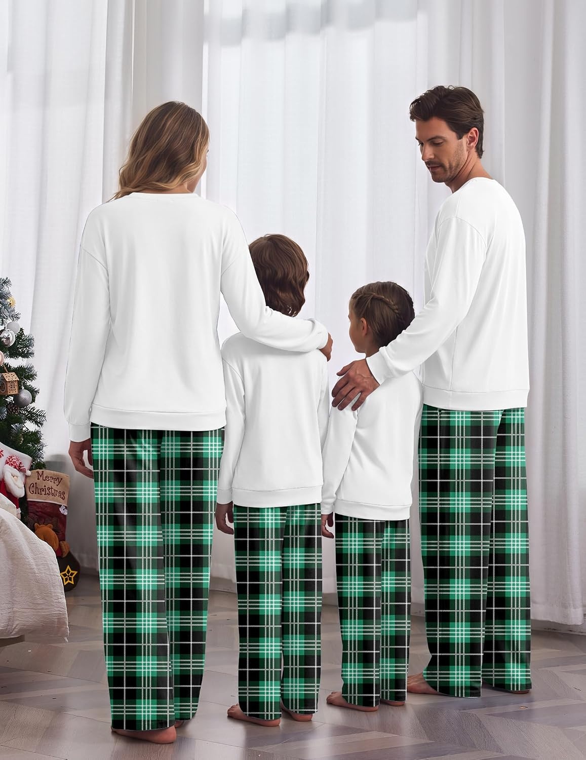 image:imageEkouaer Family Christmas Pajamas Matching Sets Couple Pjs Holiday SleepwearGreen Christmas Plaid