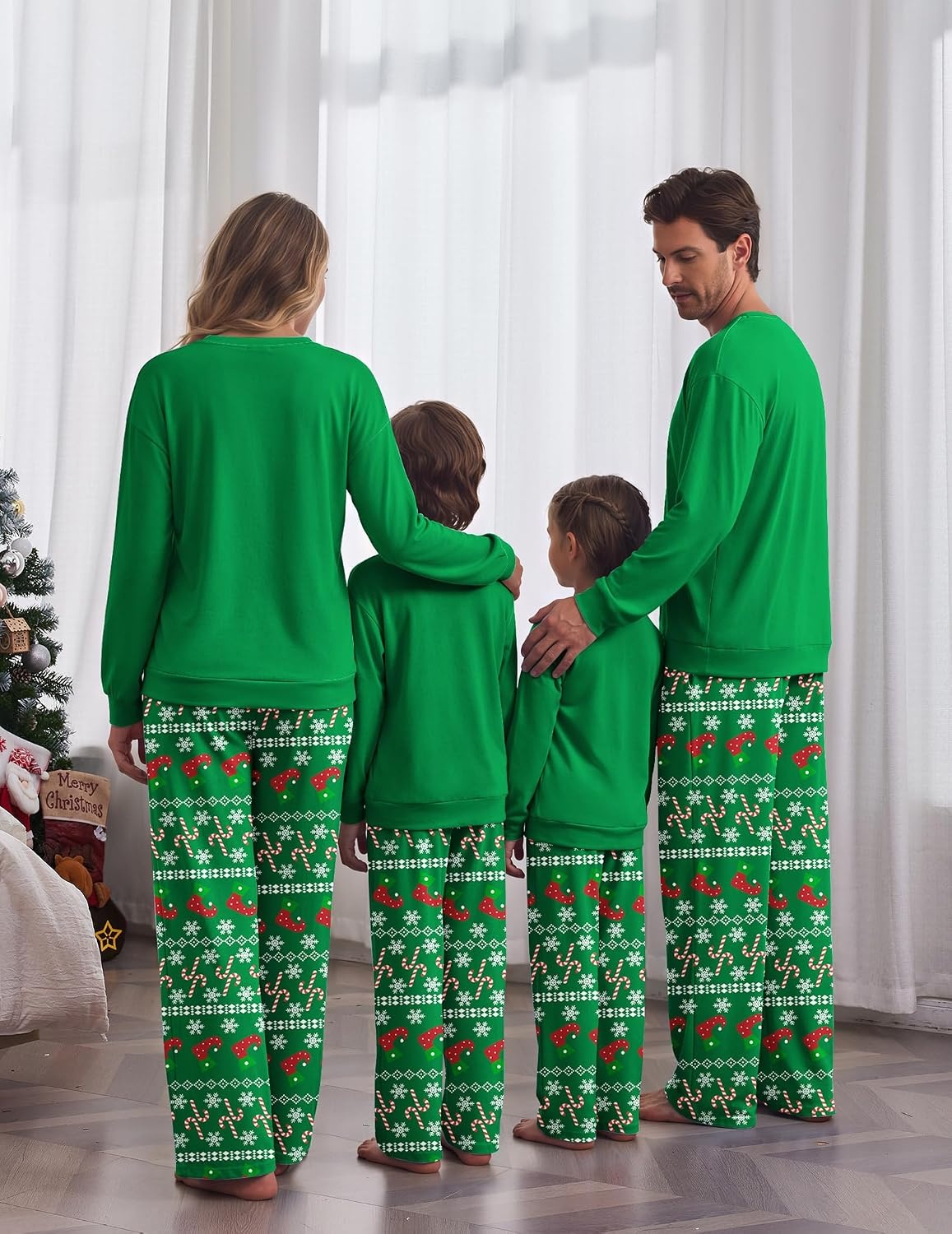 image:imageEkouaer Family Christmas Pajamas Matching Sets Couple Pjs Holiday SleepwearGreen Elf