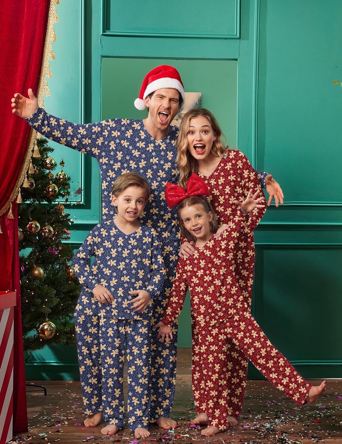 image:imageEkouaer Family Christmas Pajamas Matching Sets Couple Pjs Holiday SleepwearNavy Gingerbread