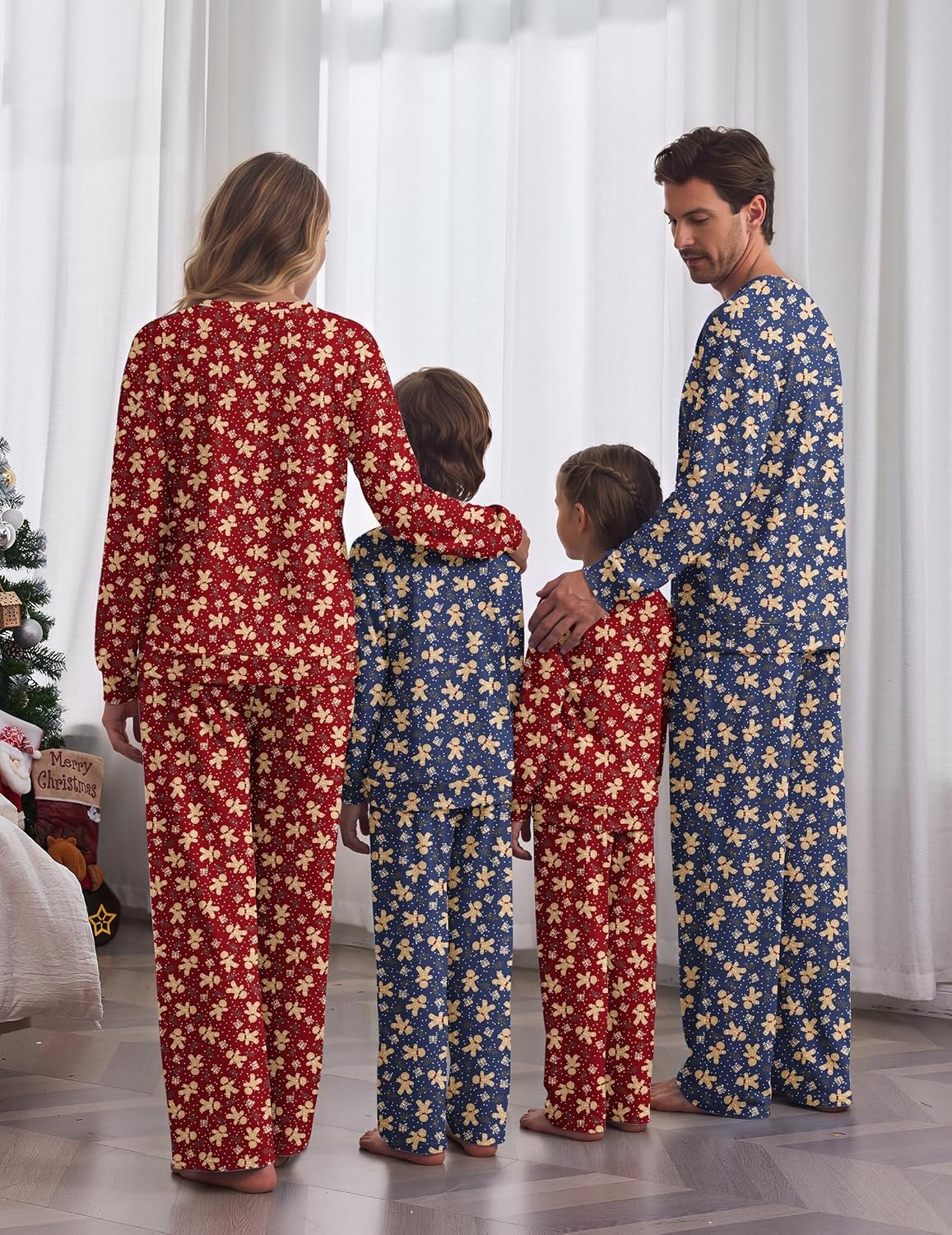 image:imageEkouaer Family Christmas Pajamas Matching Sets Couple Pjs Holiday SleepwearNavy Gingerbread