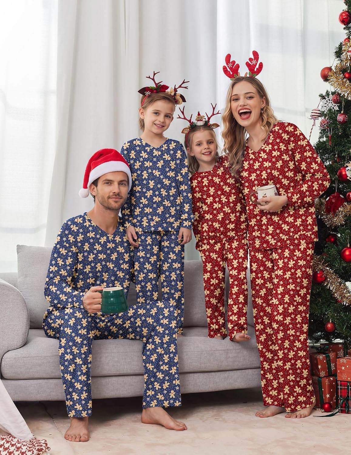 image:imageEkouaer Family Christmas Pajamas Matching Sets Couple Pjs Holiday SleepwearNavy Gingerbread