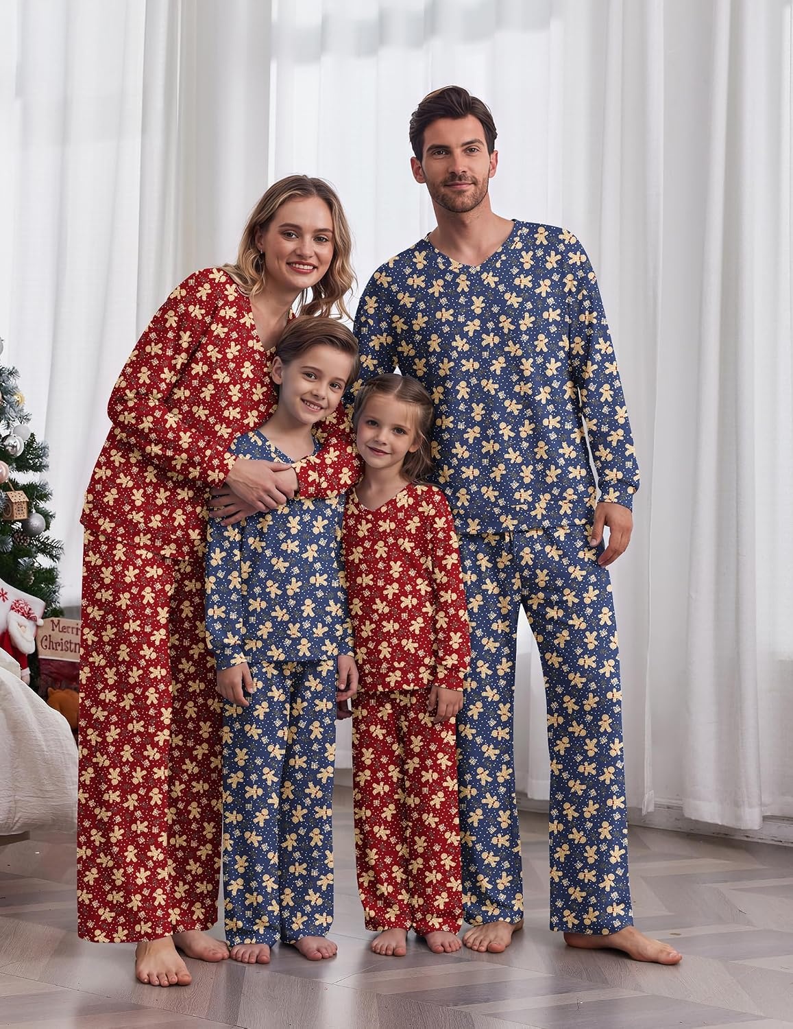 image:imageEkouaer Family Christmas Pajamas Matching Sets Couple Pjs Holiday SleepwearNavy Gingerbread