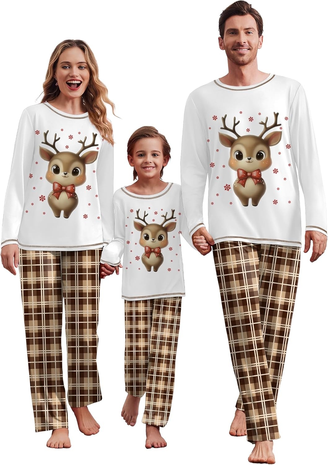 image:imageEkouaer Family Christmas Pajamas Matching Sets Soft Pjs SleepwearBrown Plaid