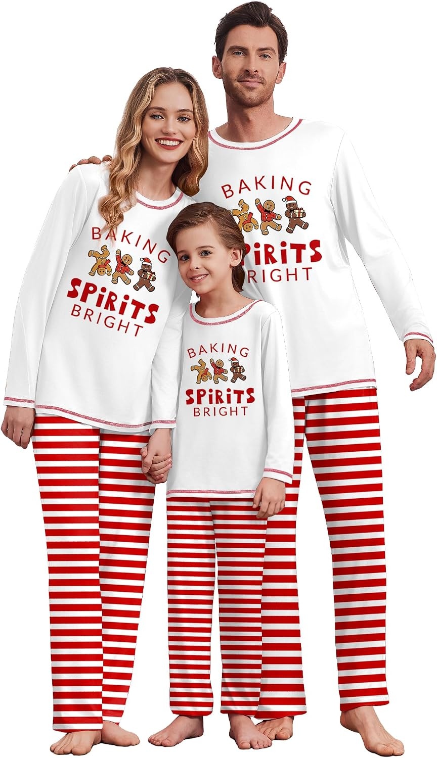 image:imageEkouaer Family Christmas Pajamas Matching Sets Soft Pjs SleepwearWhiteblack Checked