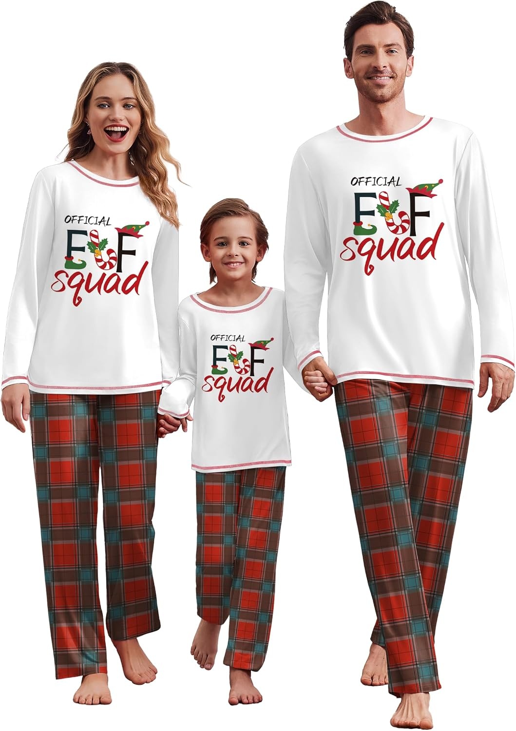 image:imageEkouaer Family Christmas Pajamas Matching Sets Soft Pjs SleepwearWhitered Plaid