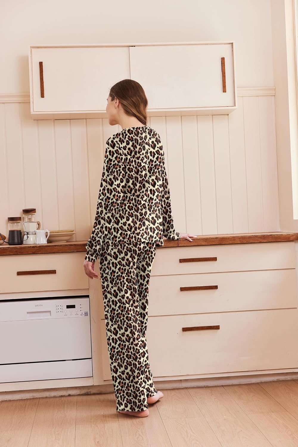 image:imageEkouaer Lounge Sets for Women Soft 2 Piece Pajama Sets Long Sleeve Fall OutfitsCheetah