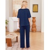Ekouaer 2 Pack Womens Pajamas Sets Short Sleeve Long Pants Pjs Lounge Set(Heart Print/Red Striped)