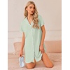 Ekouaer 3 Pack Nightgowns for Women Button Down Sleep Shirt Soft Sleepwear(Black/Light Green/Dark Blue)