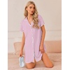 Ekouaer 3 Pack Nightgowns for Women Button Down Sleep Shirt Soft Sleepwear(Black/Pink Stripe/Light Blue)