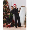 Ekouaer Couple Matching Pajamas Sets Long Sleeve Button Down Sleepwear(Black)