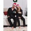 Ekouaer Couple Matching Pajamas Sets Long Sleeve Button Down Sleepwear(Black)