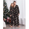 Ekouaer Couple Matching Pajamas Sets Long Sleeve Button Down Sleepwear(Black Gingerbread)