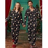 Ekouaer Couple Matching Pajamas Sets Long Sleeve Button Down Sleepwear(Black Gingerbread)