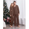 Ekouaer Couple Matching Pajamas Sets Long Sleeve Button Down Sleepwear(Brown)