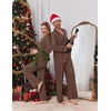 Ekouaer Couple Matching Pajamas Sets Long Sleeve Button Down Sleepwear(Brown)