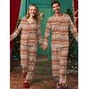 Ekouaer Couple Matching Pajamas Sets Long Sleeve Button Down Sleepwear(Brown Gingerbread)