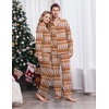 Ekouaer Couple Matching Pajamas Sets Long Sleeve Button Down Sleepwear(Brown Gingerbread)
