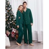 Ekouaer Couple Matching Pajamas Sets Long Sleeve Button Down Sleepwear(Green)